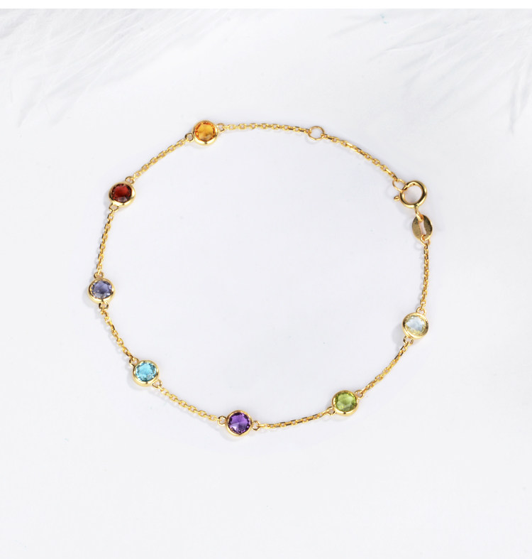 宝石矿工 18k黄金彩宝手链白金玫瑰金托帕石紫水晶宝石手链女 广东