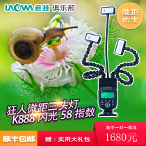 Madman macro three-head lamp K888 old frog macro lens Guago macro dentist flash Flower jewelry shooting