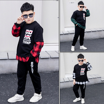 Fat childrens clothing Boys fat plus size sports suit Boys fat autumn 150 pounds of new sweater two-piece set 9