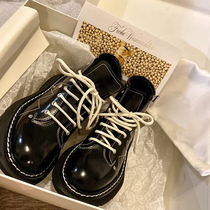 2020 new autumn and winter ins thick-soled boots womens real leather Martin boots British style handsome lace-up flat motorcycle boots