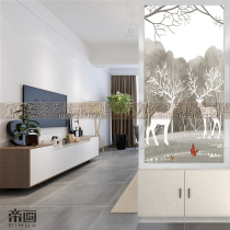 North American European style art glass screen partition Modern living room dining room sliding door shoe cabinet decoration porch background