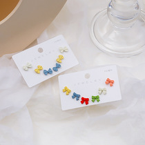 Japan-ROK silver Needle New Seven Colorful Butterfly Knots BOW BRIEFS Approximately Alloy Female Personality Delicate and small Temperament Earrings