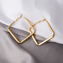 Japan and South Korea 925 silver needle retro exaggerated geometric square earrings new matte metal irregular personality earrings female