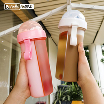Shake sound double straw separation cup One cup dual-use double drinking cup Couple net red girl student creative personality cup