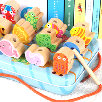 Early Education for Girls 1-2-3-6-year-old puzzle One and a half-year-old baby beaded beads around beads wear beads Childrens building block toys