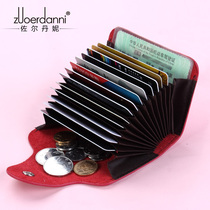 Cowhide women organ card holder 2021 New Fashion card bag credit card set short small coin wallet card bag tide