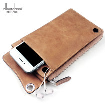 Wallet mens length leather wallet for mens wallet zipped leather cow leather mobile phone wallet multifunction handbags mens retro