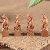 Wholesale log seal material square jujube wood twelve Zodiac seal high-grade craft gift sandalwood seal wooden seal