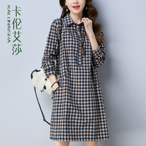 长袖格子连衣裙2022年春秋季新款女装韩版宽松衬衫裙时尚流行裙子