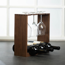 Sanshe small red wine display stand black walnut log table top home storage display rack wine tall cup holder