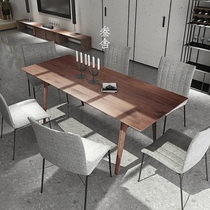 Sanshe Nordic INS black walnut log table rectangular solid wood modern simple household light luxury dining table D4