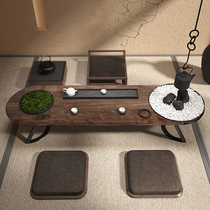 Sanshe style tea table tea table Zen low table black walnut solid wood tatami Kung Fu Tea Tea Tea ceremony table D4