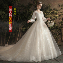 Special size main wedding dress female 2021 new bride fat sister mm 200kg Thin Thin plus fat cover thick arm tail