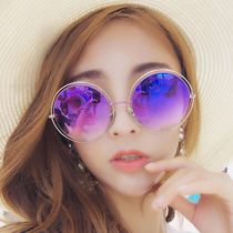 2021 New Korean fashion sun glasses female tide personality round face big face Street Photo Sunglasses thin big face women