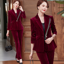 Blazer women 2021 Autumn New Korean fashion temperament President golden velvet professional casual small suit suit suit