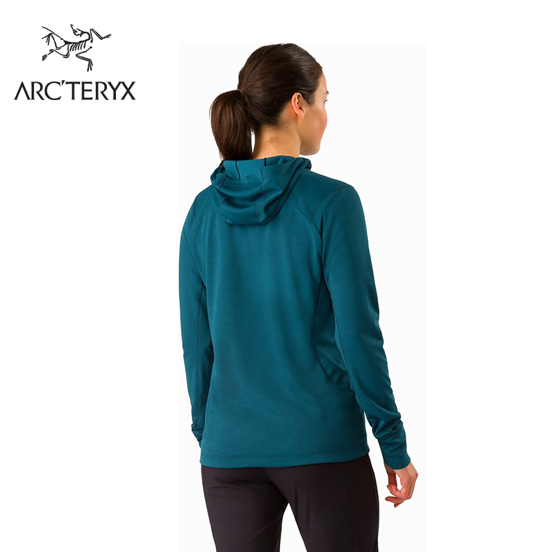 Arcteryx始祖鸟女款户外短款吸湿排汗轻量保暖长袖连帽衫Taema 