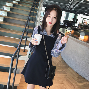 25矮个子背带裙衬衫配裙子两件套装连衣裙2018女装春装甜美港味