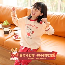 Childrens home clothes girls pure cotton suit CUHK child sleepwear girl in spring and autumn thin girl child long sleeve spring payment