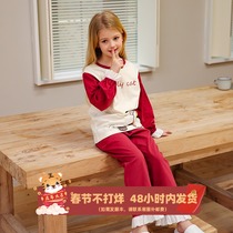 Childrens home clothes girls pure cotton suit CUHK child sleepwear girl in spring and autumn thin girl child long sleeve spring payment