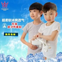 Head of state boy middle and large child round neck cotton half sleeve Childrens casual solid color seamless performance suit Short sleeve T-shirt half sleeve