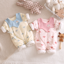 Newborn baby thin cotton one-piece clothes autumn winter clothing 03 months newborn baby girl clip cotton khaclothes cotton clothes spring clothing