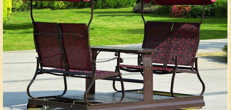 赋豪阁 户外秋千 户外家具吊篮椅阳台摇椅铁艺秋千四人动力摇椅