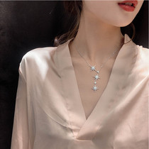 Eight-pointed star necklace temperament clavicle chain Womens light luxury niche sterling silver sweater chain ins simple 2021 new 0 tide