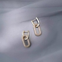 2021 new high-grade full diamond earrings womens sterling silver design sense ins temperament drop earrings niche light luxury earrings trend