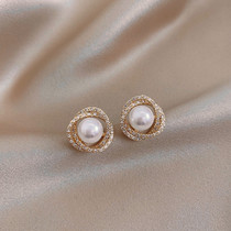 Vortex pearl earrings women cold wind niche design high sense temperament earrings small 2021 new sterling silver