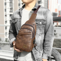 Lesen Kangaroo Genuine Leather Skew Satchel Brooch Chest Bag Ins Ultra-Fire Cell Phone Backpack Soft Leather Sport Small Single Shoulder Bag