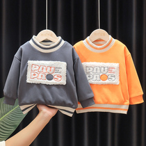 Childrens winter clothes plus velvet clothes boys new pullover round neck foreign childrens clothing baby winter thick Korean top