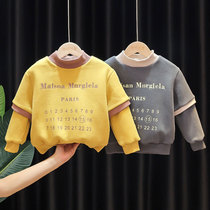 Infant winter clothes for boys plus velvet padded jacket new baby winter foreign style Korean warm clothes tide