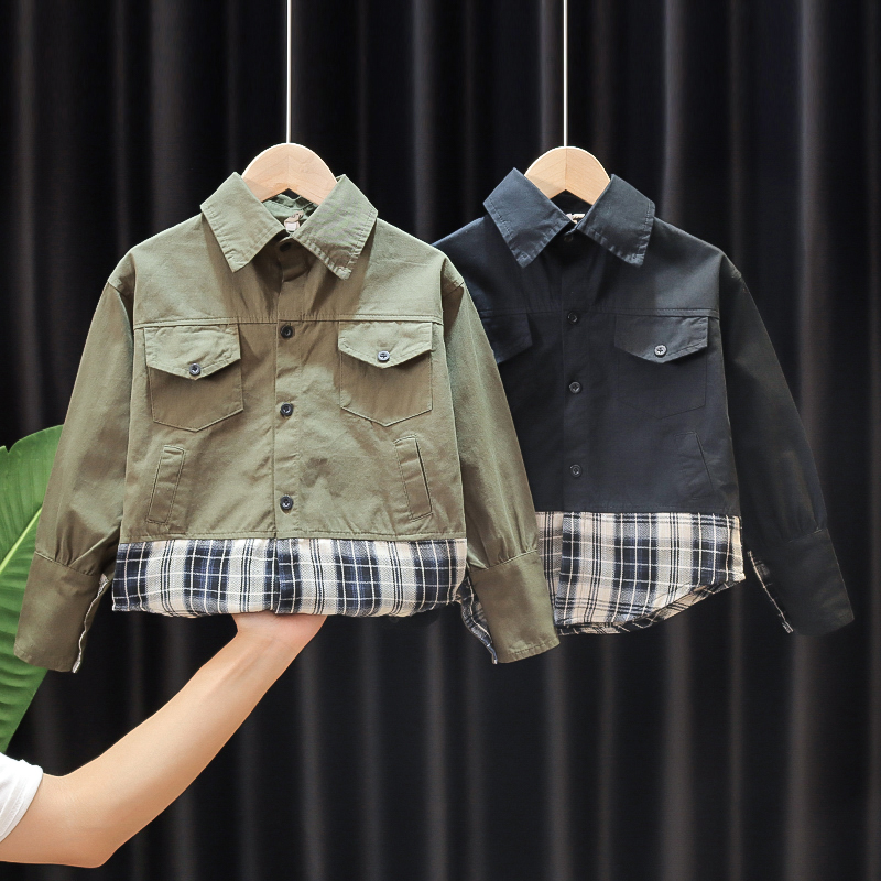 Boys autumn long-sleeved coat new baby spring and autumn handsome splicing Korean version of the top baby foreign jacket tide