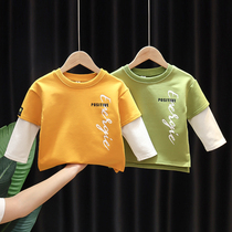 Boys long-sleeved clothes spring and autumn baby Korean autumn base shirt baby fake two foreign coat tide