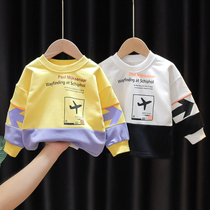 Male baby fashion hoodie pullover head round collar top spring and autumn new infant color bottom shirt fashion childrens wear
