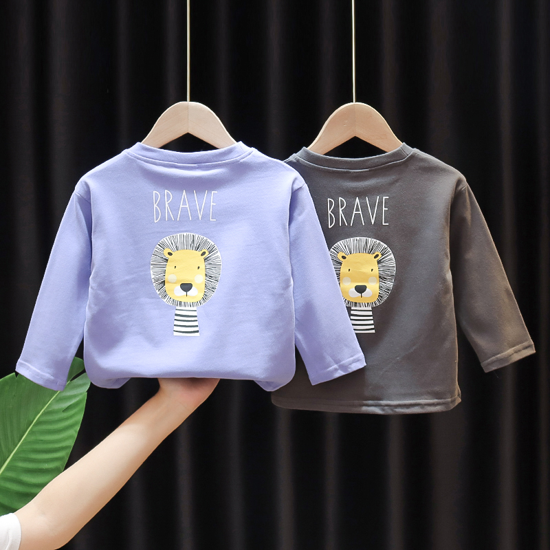 Childrens clothing new mens and womens long-sleeved T-shirt Baby spring and autumn base shirt Baby Korean version of foreign air cartoon top tide t
