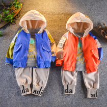 Childrens clothing boys autumn suit 2019 new childrens western style spring and autumn cartoon handsome childrens clothes three-piece tide