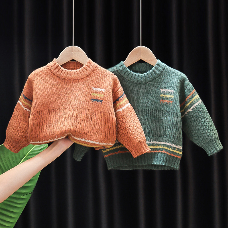 Childrens sweater for boys 1 baby spring and autumn 2 foreign air 3-year-old childrens sweater 4 Baby crewneck sweater tide