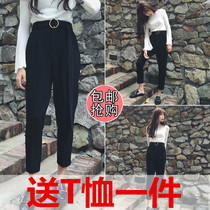 Black suit pants women overalls 2019 spring and summer students Korean version of loose straight pants casual ankle-length pants