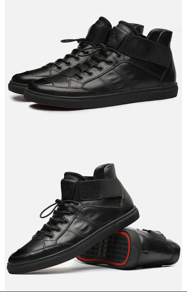 圣大保罗男鞋秋冬季真皮时尚休闲皮鞋韩版潮加绒保暖中高帮板鞋男