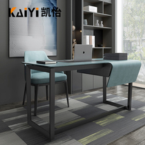 Light extravagant desk solid wood modern minimalist computer-style minimalist home saddle leather writing desk book room desk