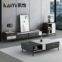 Italian Minimalist Rock Board Tea Table TV Cabinet Table Combined Marble Nordic Light Lavish Modern Minimalist Living-room Suit