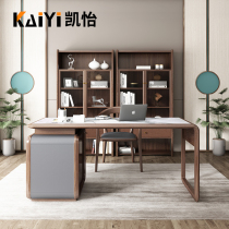 New Chinese Solid Wood Desk Modern Light Luxury Writing Desk Home Desktop Rock Board Computer Desk Chair Bookcase Bookcase