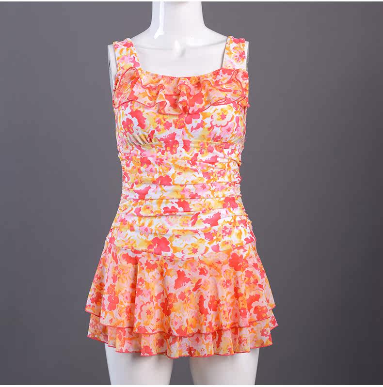 【洲克上海官网】zoke新款女式连体裙摆泳衣 遮肚显瘦胸垫聚拢保守大