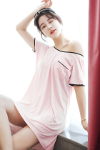 Night dress womens summer thin Modell 2021 new short-sleeved sexy halter pajamas with chest pad