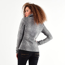 Printed non-pilling anti-static thickened fleece double layer composite funnel collar cardigan sweater woman