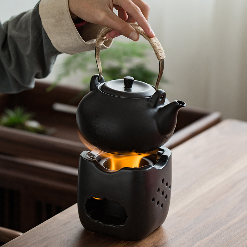 Japanese cooking black pottery small stove teapot charcoal'm heating base olive charcoal stove zen kung fu tea tea accessories