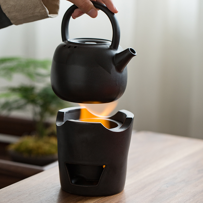 Japanese charcoal'm boil tea ware ceramic furnace temperature fire tea kettle black pottery girder ruyi kettle kung fu tea set