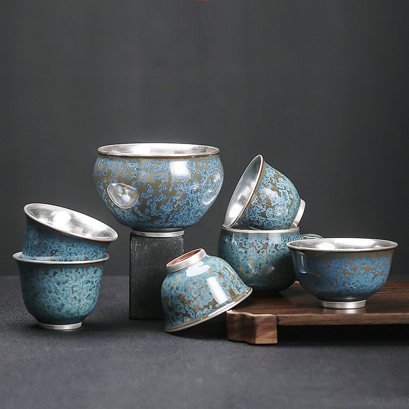 Japanese tea floating cui aquamarine coppering. As silver sample tea cup temmoku up ceramic tea set tea cup home master CPU