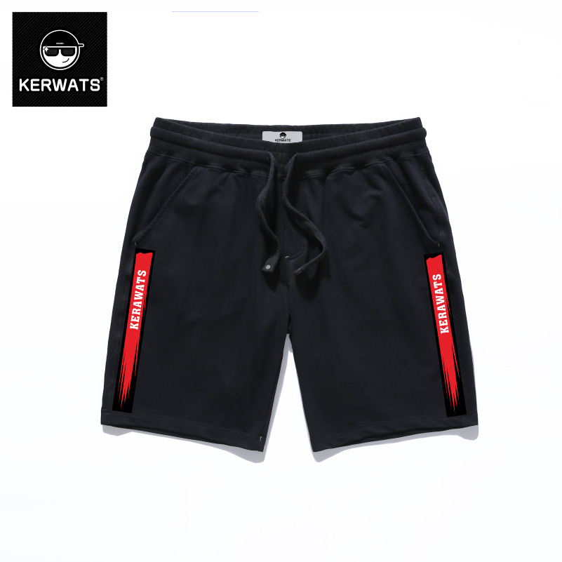 KERWATS shorts men's tide fat loose large size letters casual sports pants fat students summer five pants